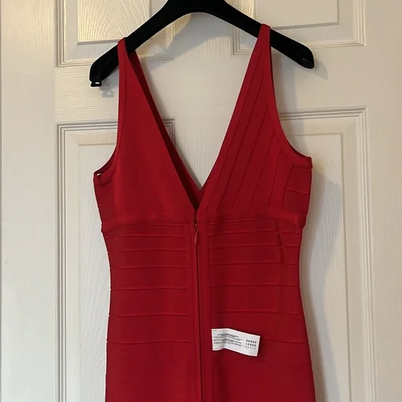 NWT $1690 Herve Leger Fluted Metallic-Trimmed Bandage Midi Dress size M - Picture 14 of 17